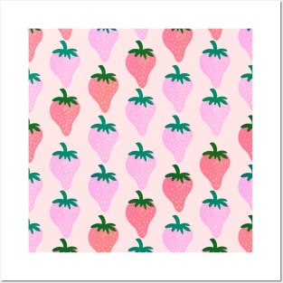 Summer Strawberries Pattern Posters and Art